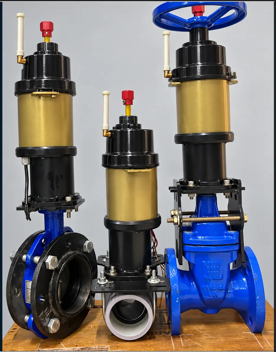 User-provided photograph of three actual OrbiDrive valve assemblies