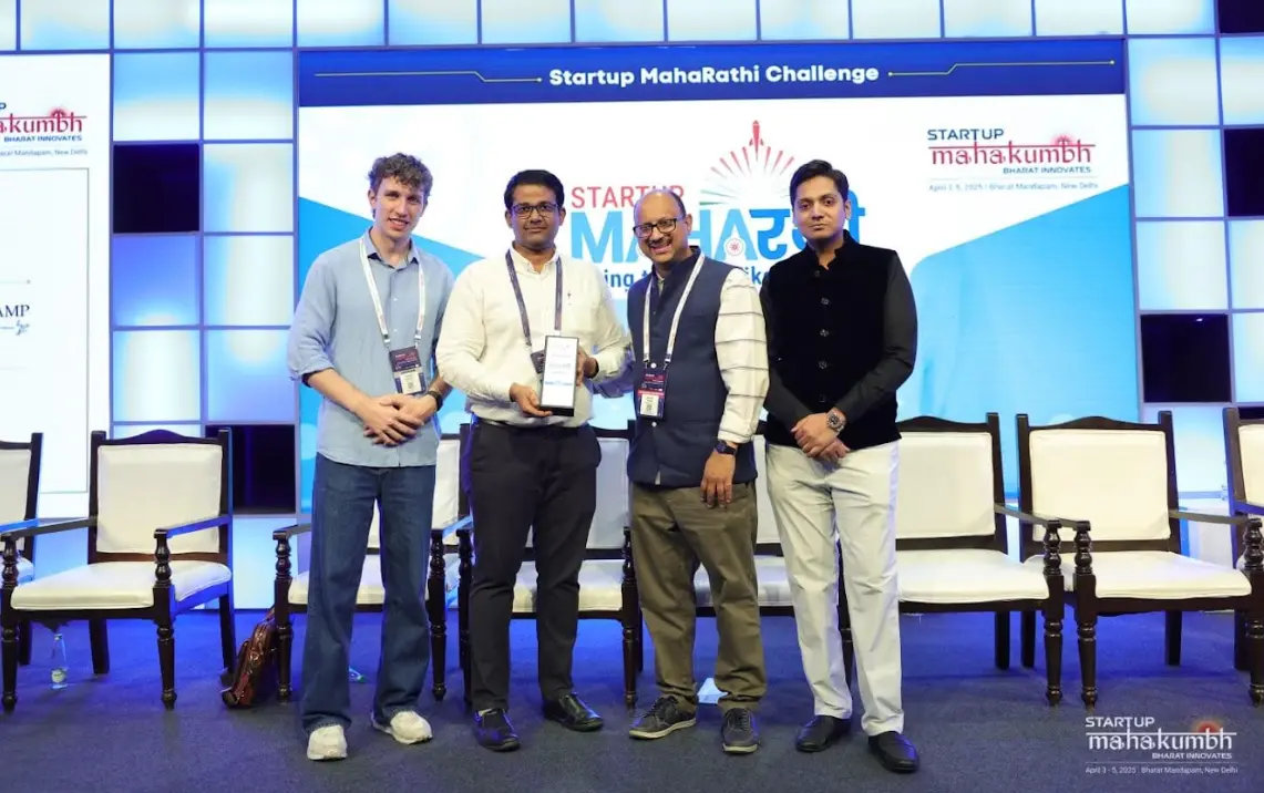 A group on the Startup MahaRathi stage, from the supplied company archive